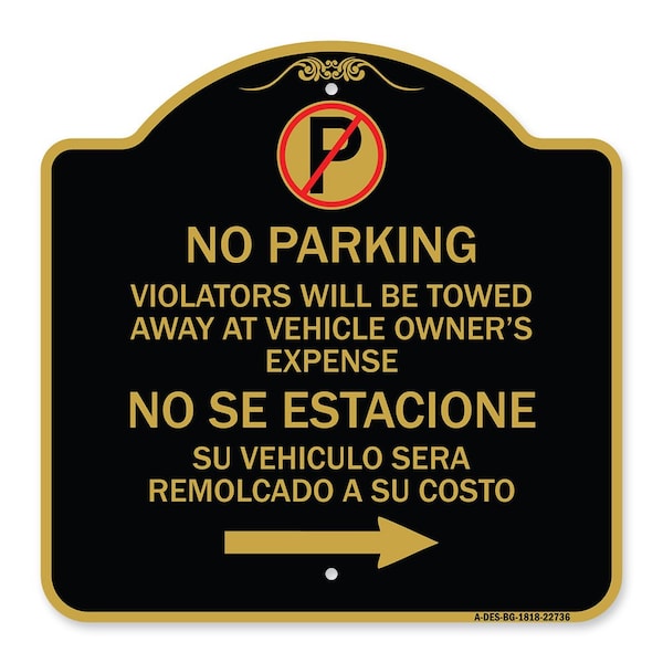 Signmission Violators Will Be Towed Away at Vehicle Owners Expense No Se Estacione Su Vehiculo, BG-1818-22736 A-DES-BG-1818-22736 - main